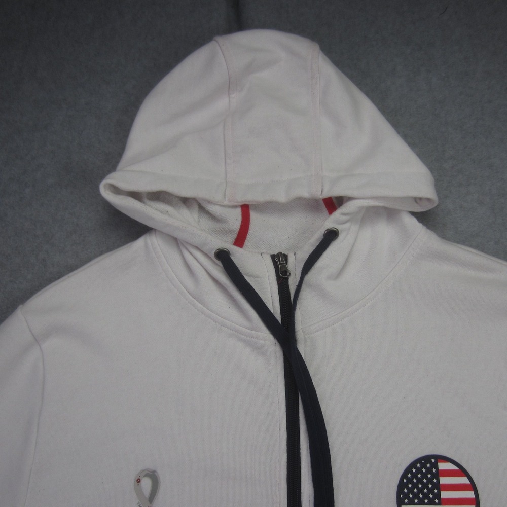 USA FIFA World Cup Qatar 2022 Jacket Mens Medium White Red Blue Full Zip Hoodie - Picture 3 of 16
